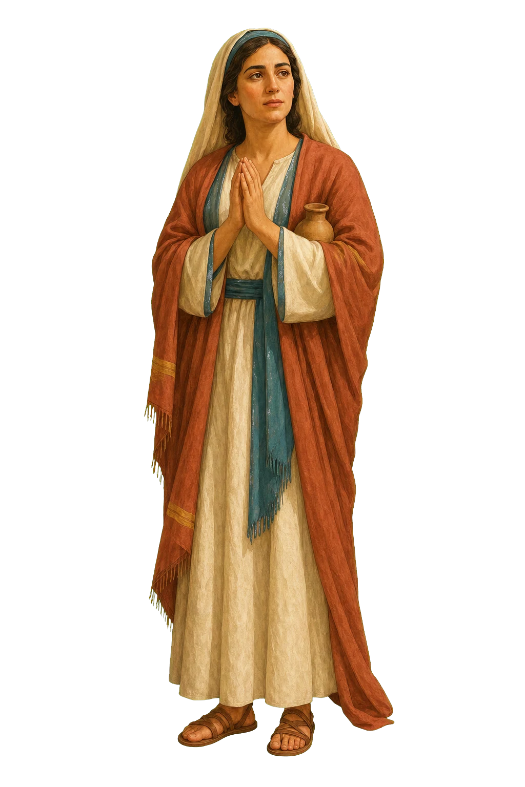 Ilustración editorial de Santa Marta en oración