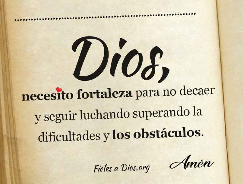 Necesito fortaleza para no decaer y seguir luchando superando las dificultades y los obstaculos